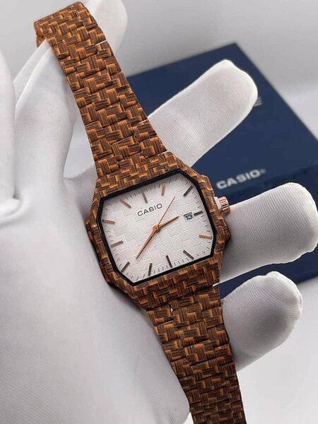 Montre tendance en bois tressé