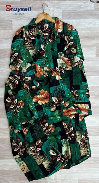 Robe longue à motifs verts