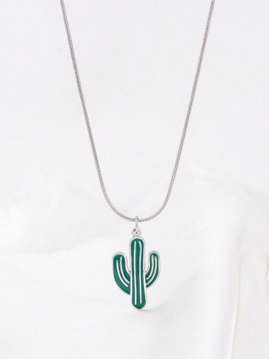 Collier pendentif cactus moderne