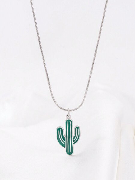Collier pendentif cactus moderne