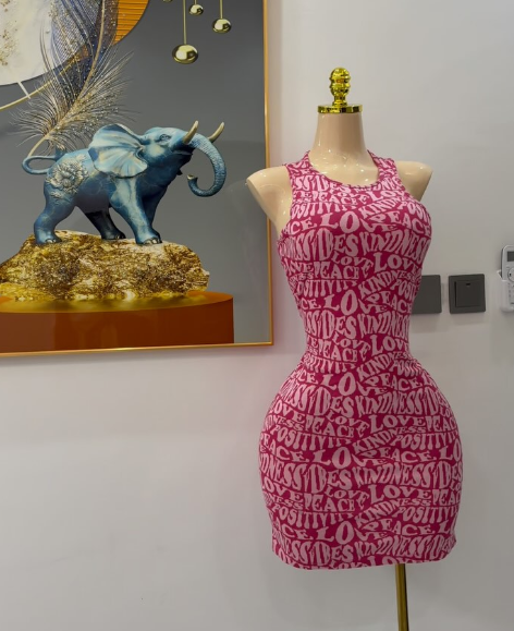 Short dress red with print