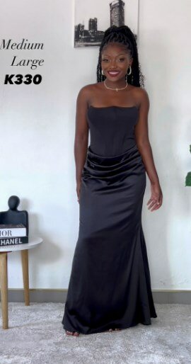 Maxi dress with corset, black