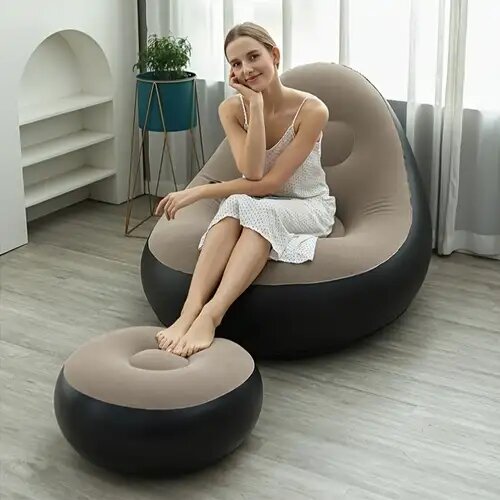 Chaise gonflable avec pouf