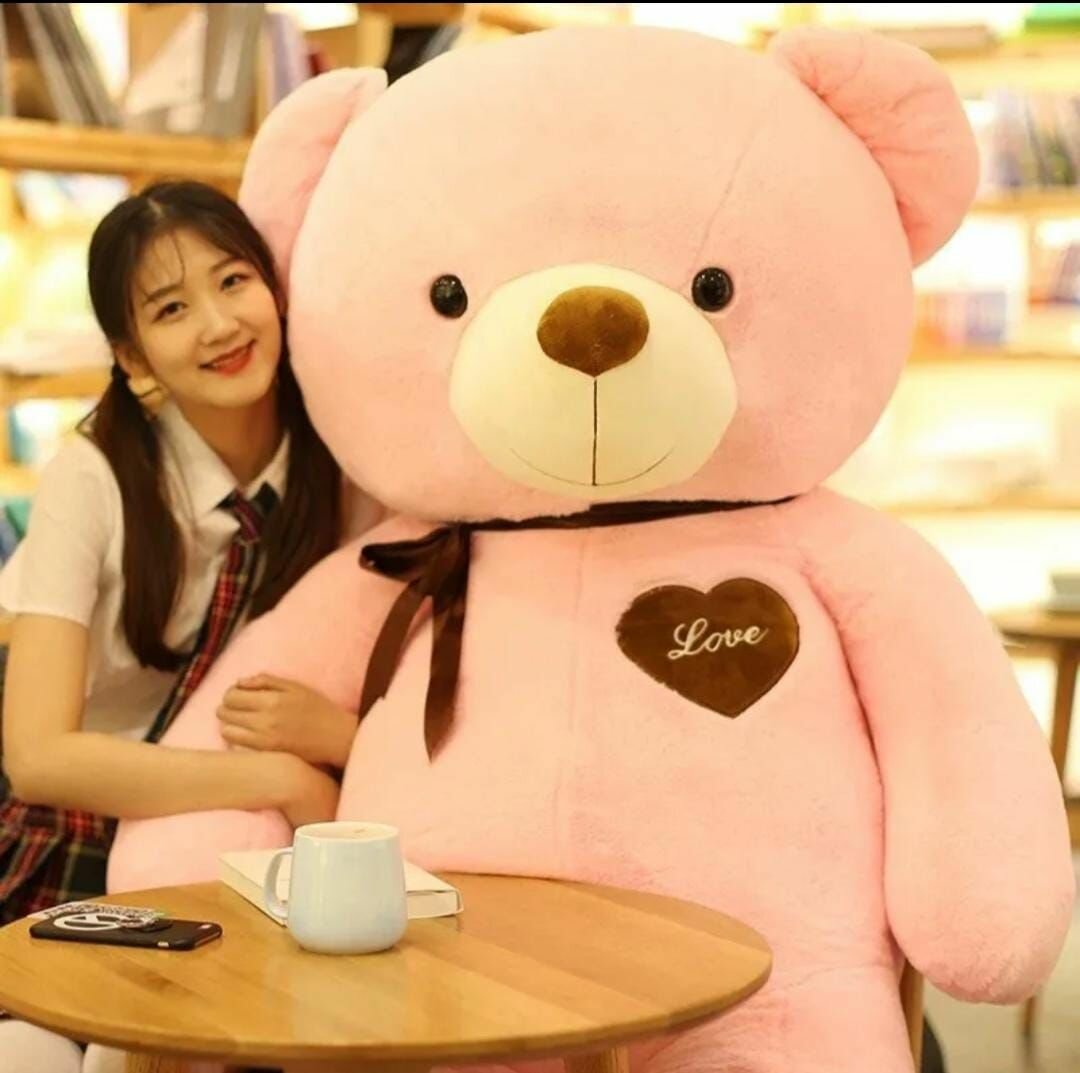 Grand ours peluche rose 1m80