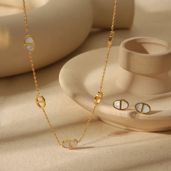 Parure Doré Blanc nacré