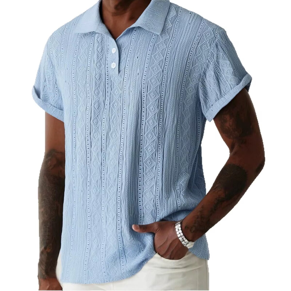 Polo en maille bleu pour homme