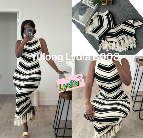 Robe longue rayée élégante