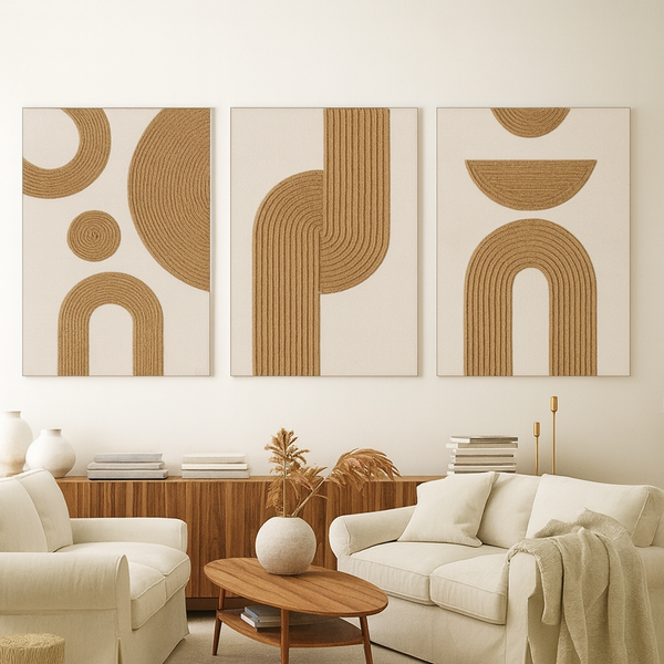 Tableaux abstraits en corde de jute