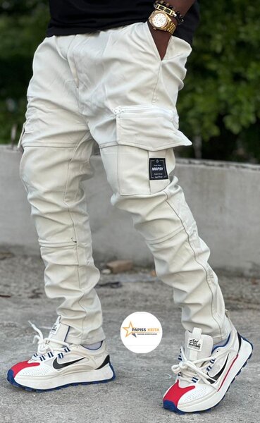 Pantalon cargo blanc homme