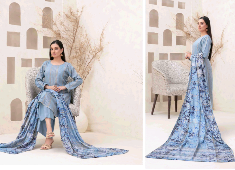 Shahid Tawakkal New Fancy Sitara Leather Peach with Digital Printed Leather Peach Shawl Collection 2024