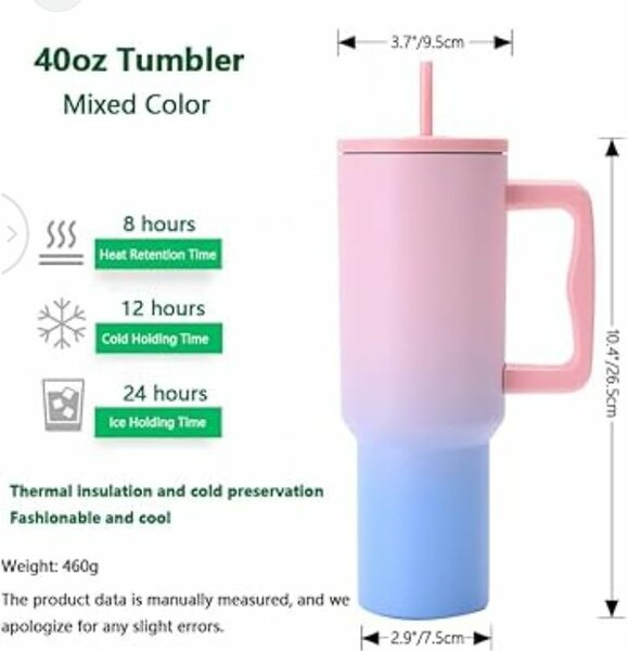 40 oz tumbler cup with straw.. stainless steel