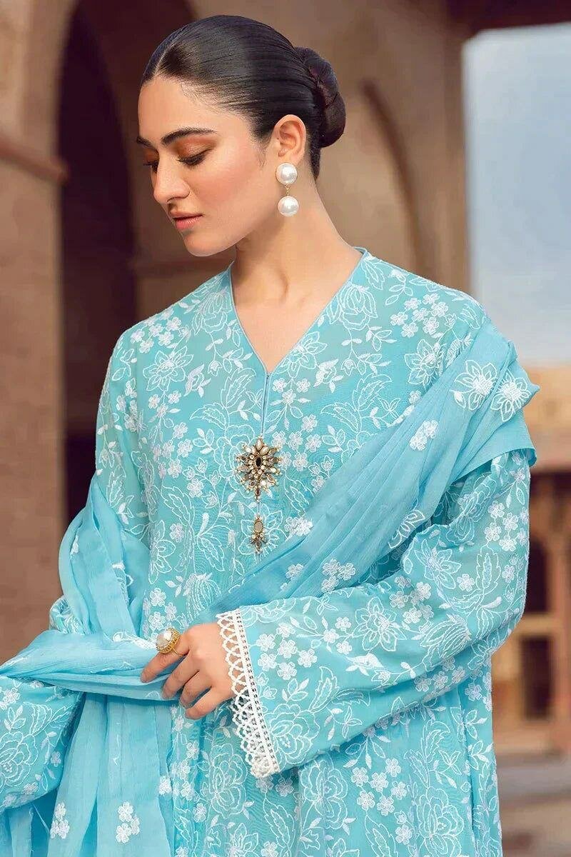 3 pcs women's unstitched Embroidered suit Lawn