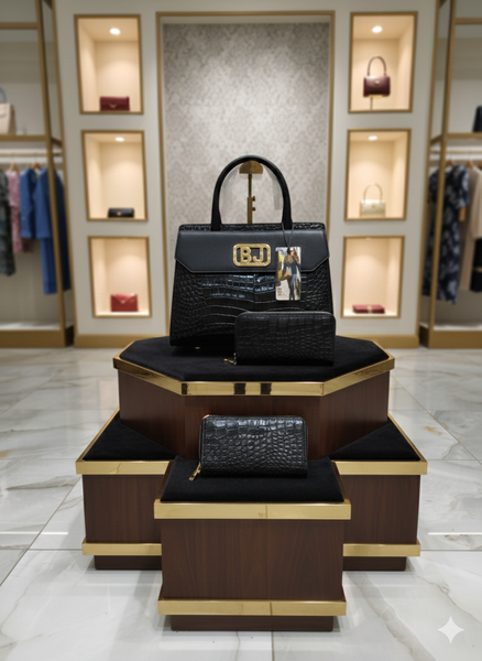 Sac à main en cuir BR noir et marron