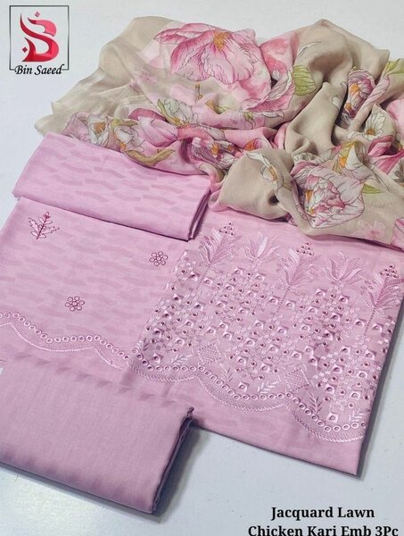 3pcs women's unstitched chikanari suit