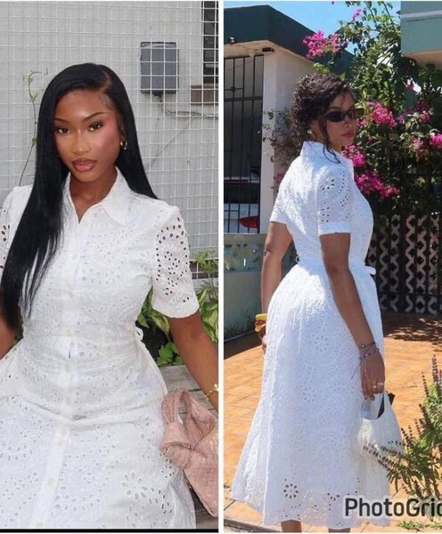 Robe blanche élégante en broderie anglaise