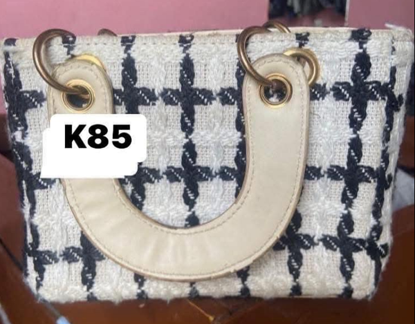 Women's bag white with black check