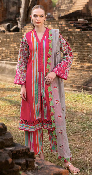 Charizma 𝑷𝒓𝒊𝒏𝒕 𝑴𝒆𝒍𝒐𝒅𝒚 - Unstitched Printed Lawn with Embroidered Chiffon Dupatta