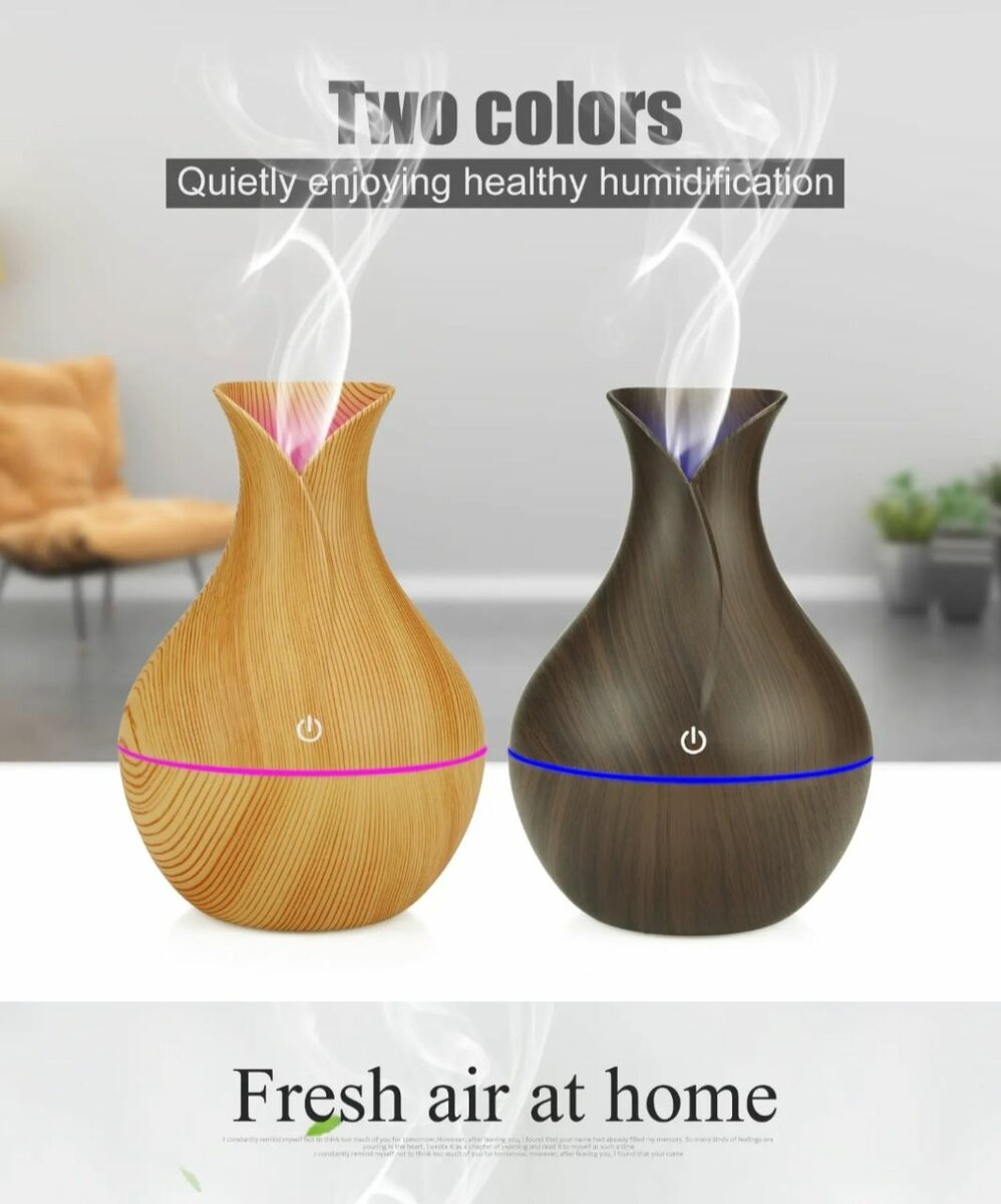 Vase humidifier with 2 essential fragrance combo