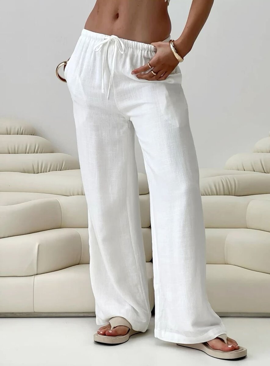 Pantalon large blanc femme
