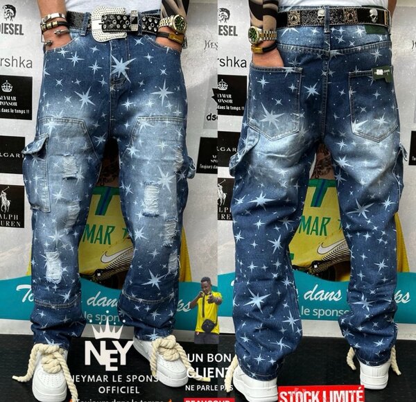 Jean cargo étoilé tendance