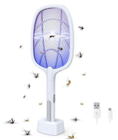 Raquette Electrique Et Veilleuse Anti-Moustique 2 En 1
