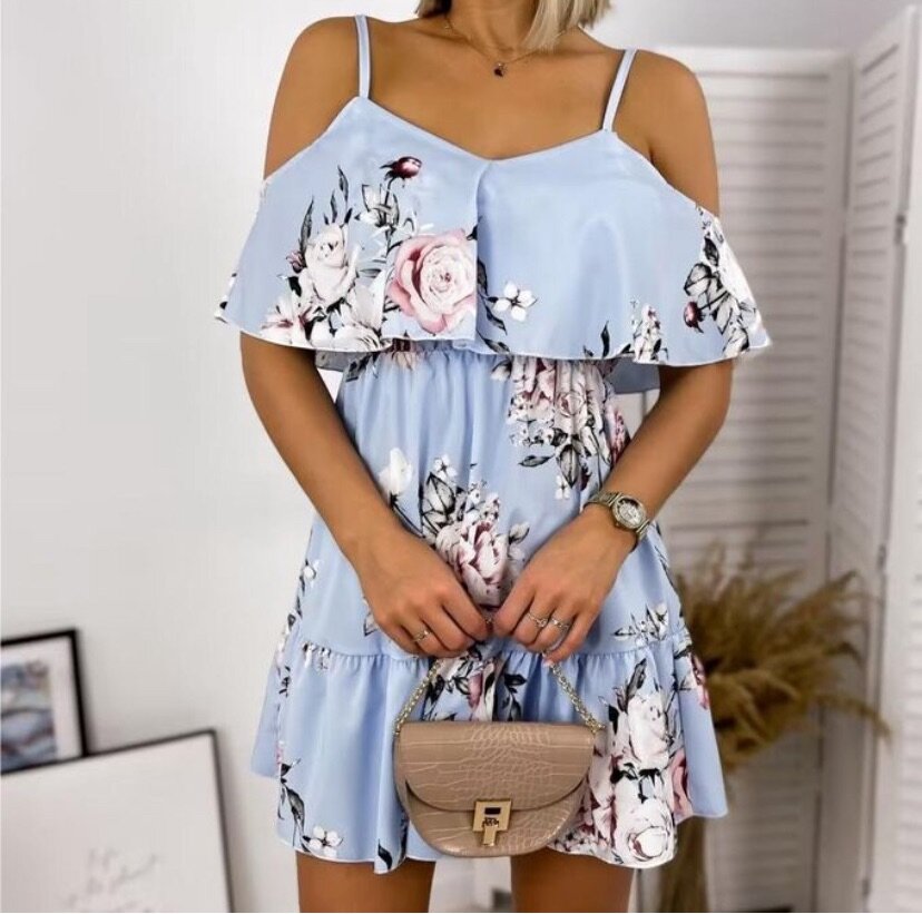 Ladies Style Elegant Clothes Straight Floral Print V-neck Dr