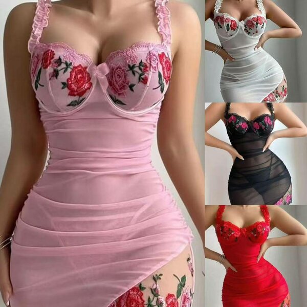 Robe Glamour à Broderies Floral