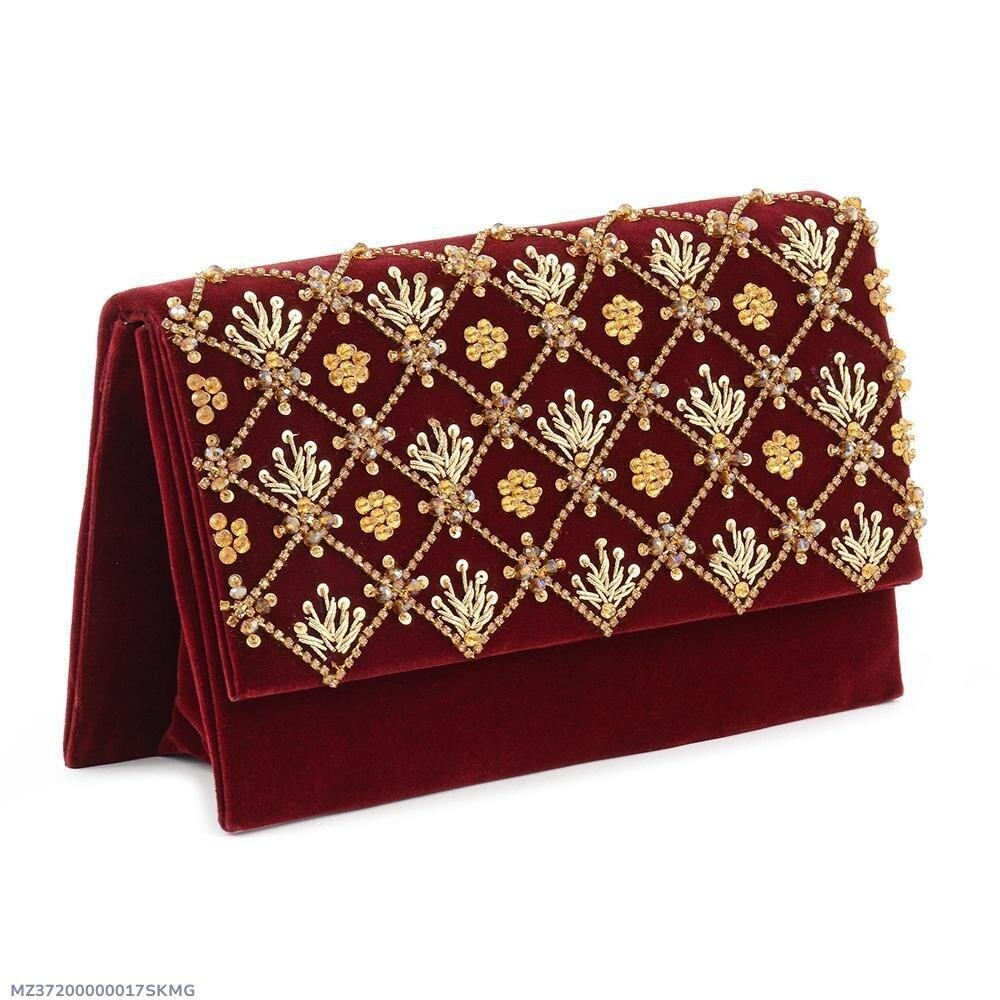 Velvet embroidery fency clutch