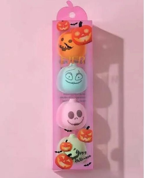 Cute 4pcs Halloween Pumpkin Shape Makeup Beauty Blender,