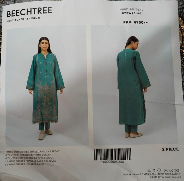 2 piece linen or khaddar dress