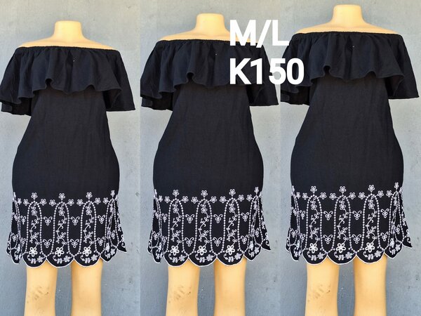 Beautiful and high-quality women's dress made of salaula silk black