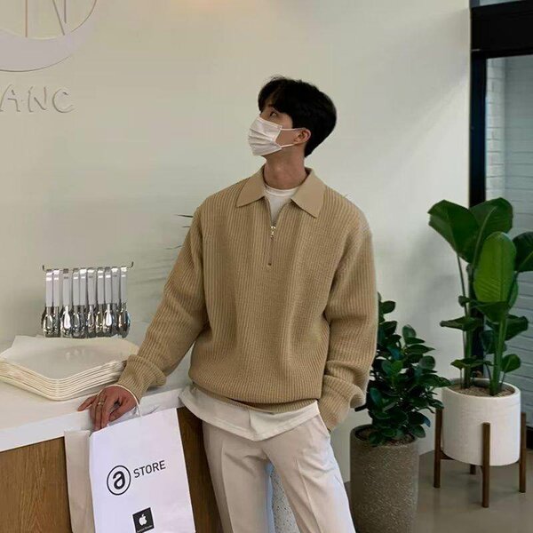 Pull à col zippé en polyester