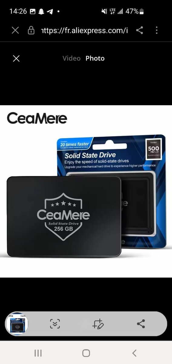 CeaMere SSD 256 Go Rapide