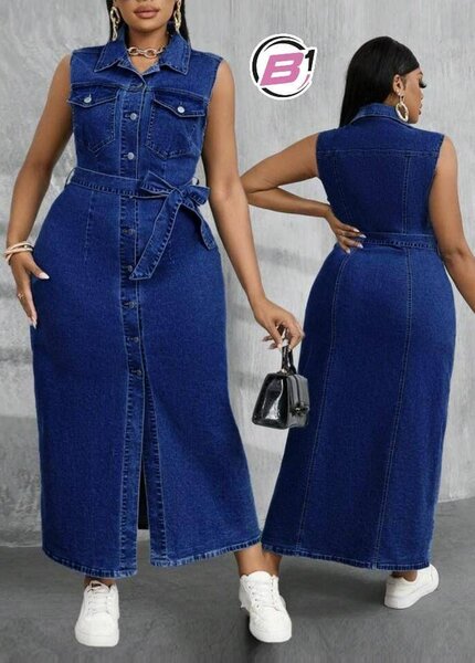 Robe longue en jean sans manches