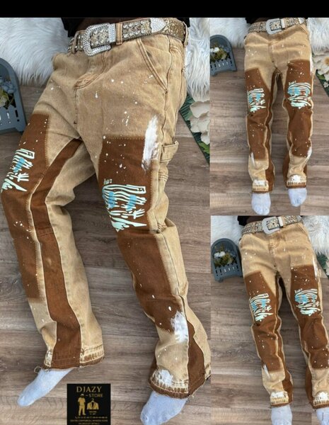 Jeans Homme Marron et Beige DJAZY