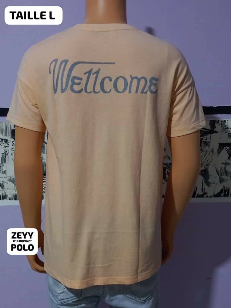 T-shirt beige homme "Wellcome"