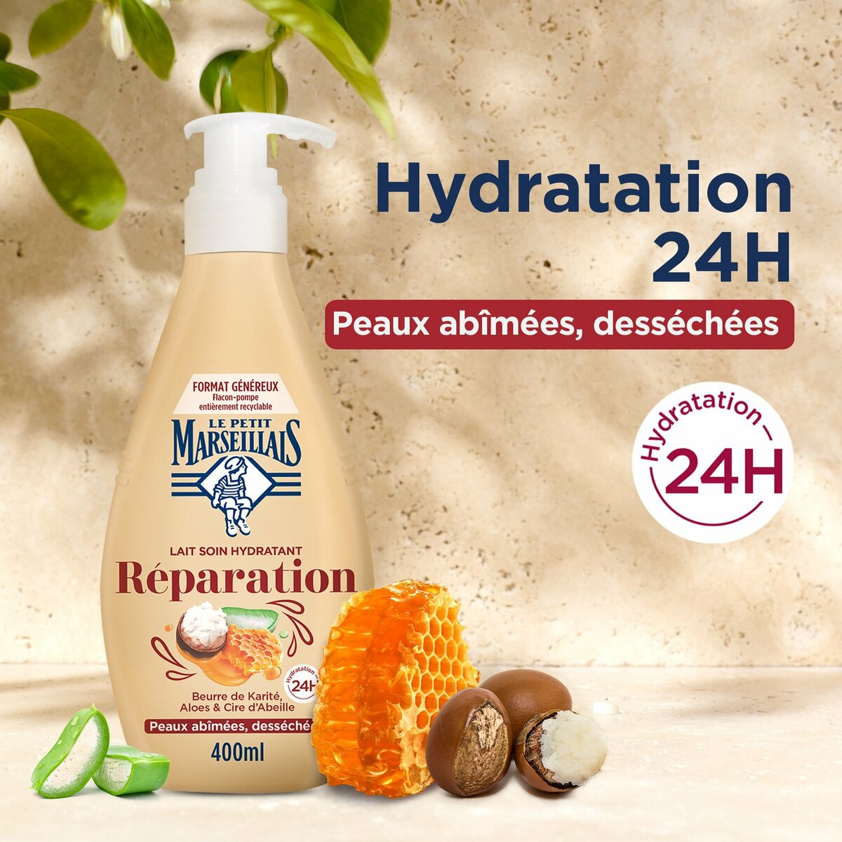 Lait hydratant Le Petit Marseillais Réparation 400ml