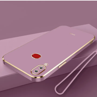 LECOMES for Samsung Galaxy A10s Back Cover with Lanyard Luxury 6D Plating Shiny Phone Case Soft Silicone Square Mobile Cases Pouch for Girls Boys