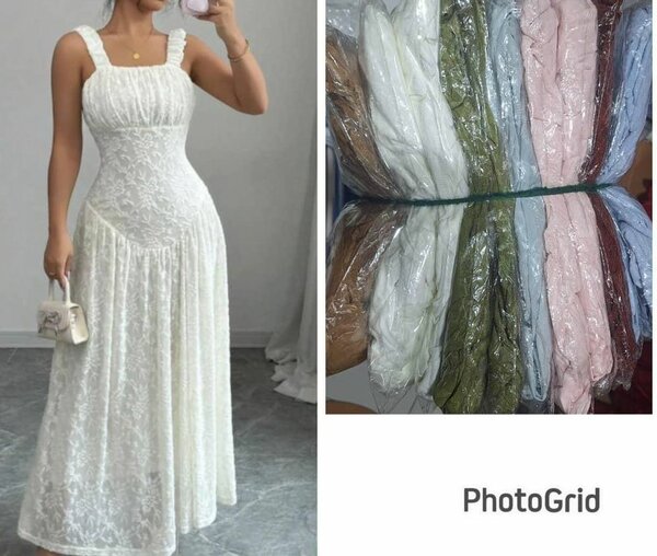 Robe longue en dentelle