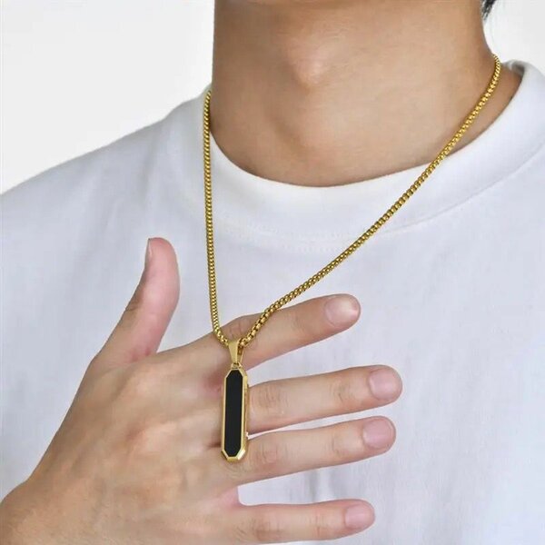 Onyx totem Gold shaped custom pendant necklace