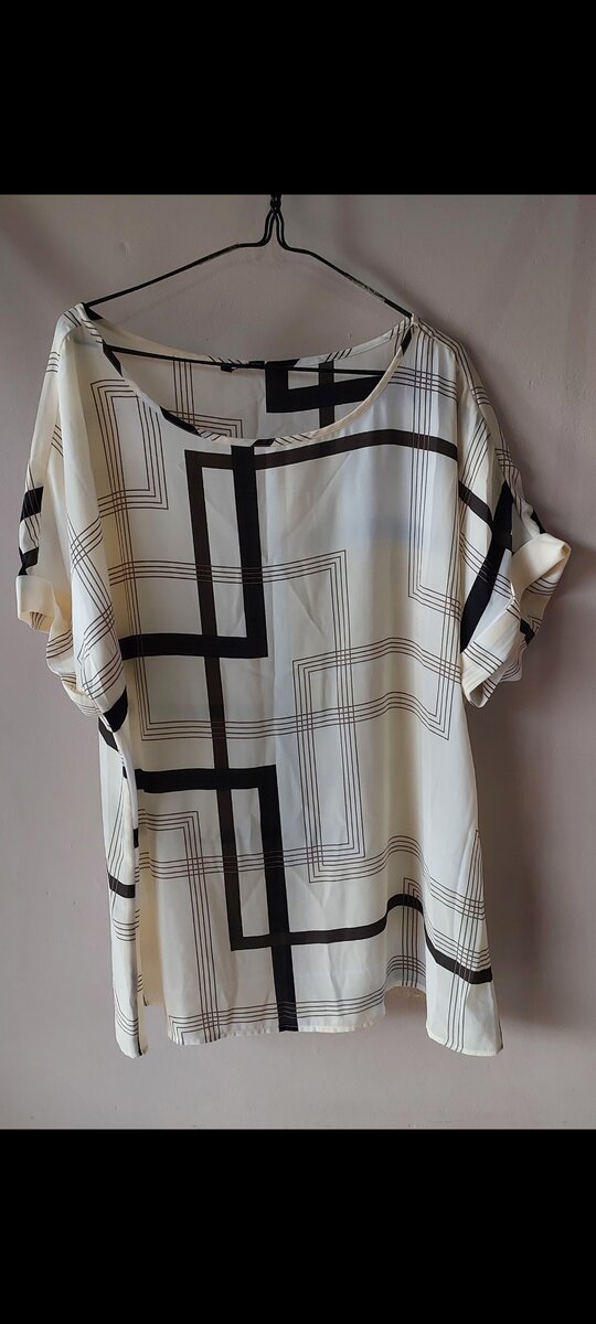 Off-White Blouse with Black Detail