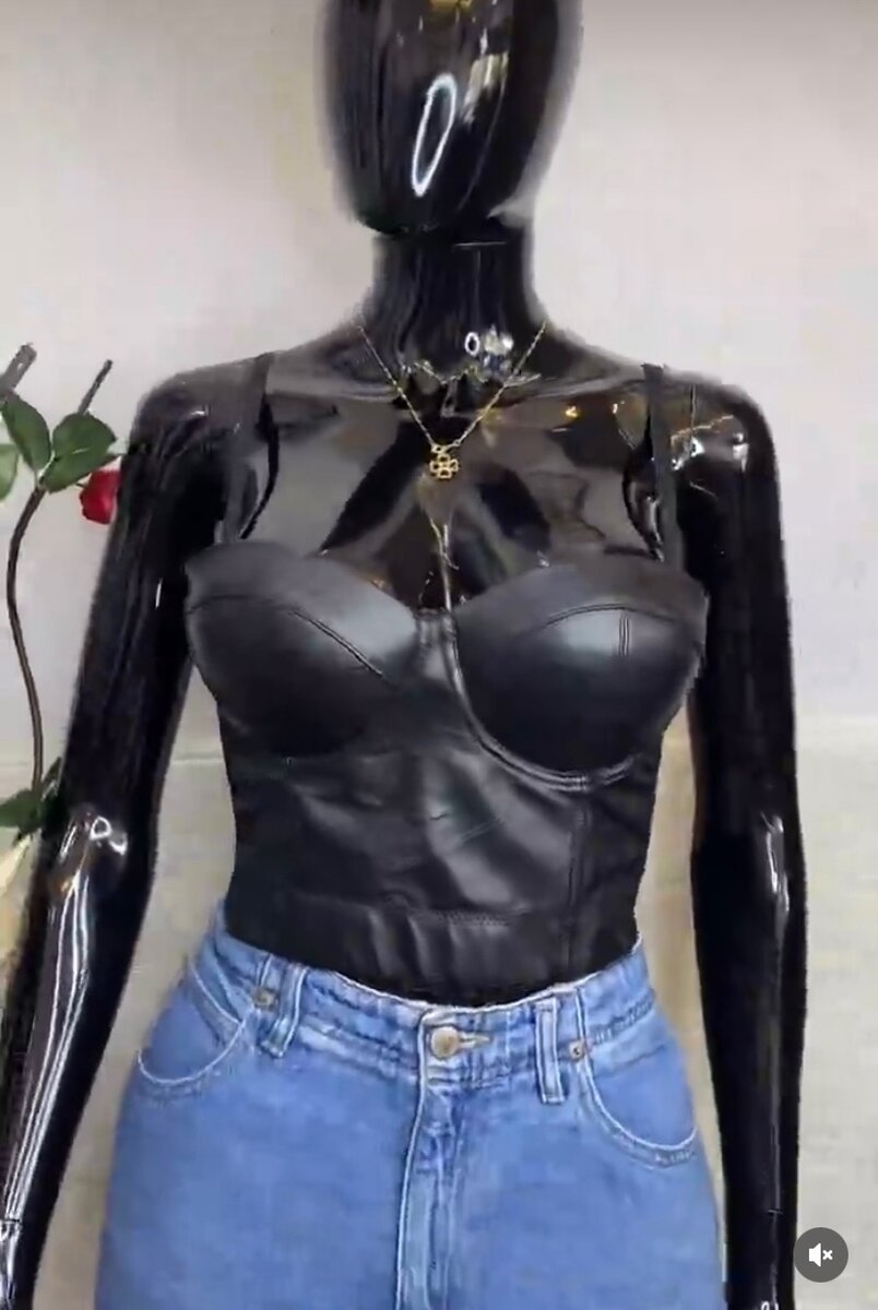 Black leather corset top