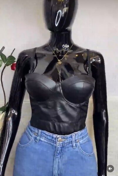 Black leather corset top