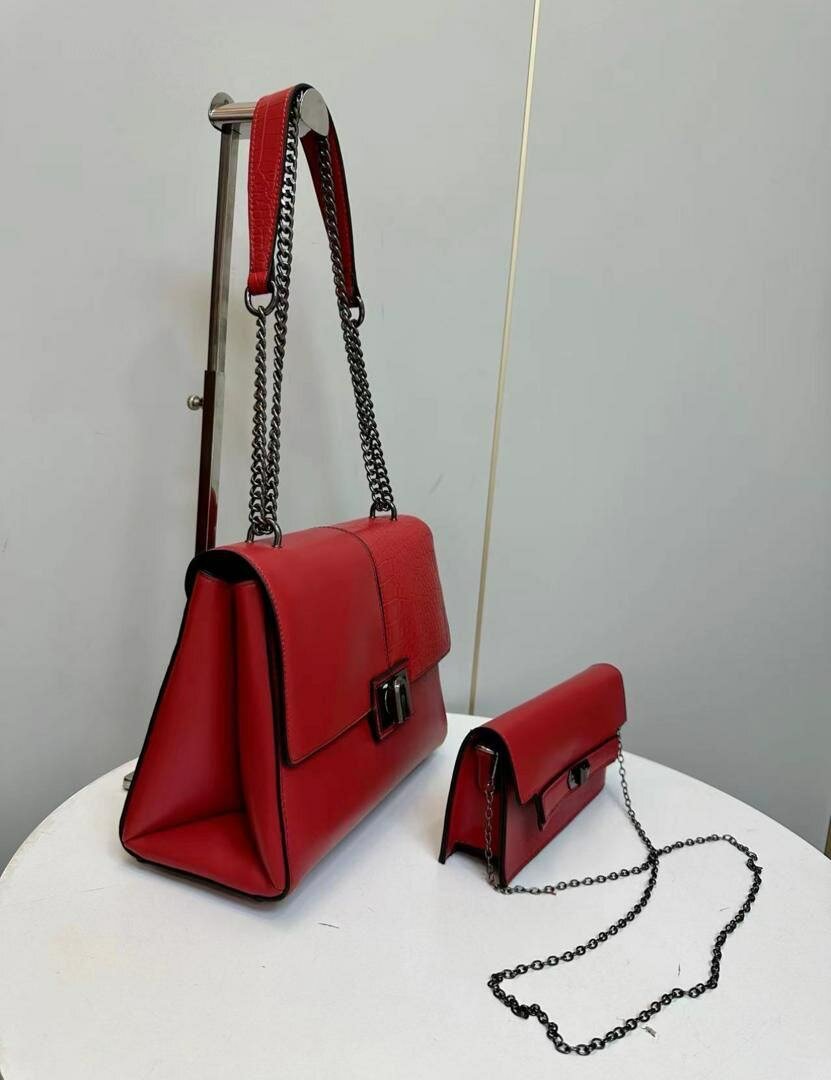 2 in 1 Long Strapped Leather Women Handbags/Shoulder Bags