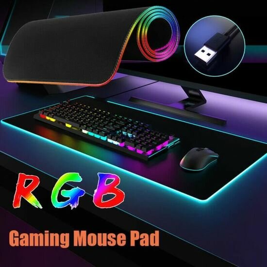 Tapis de Souris LED RGB Gaming avec 7 Couleurs