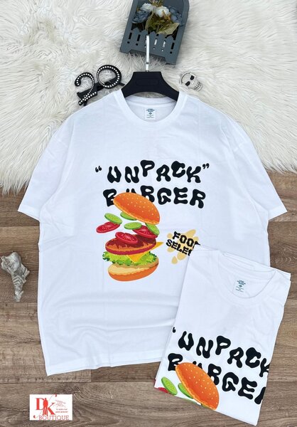 T-shirt "Unpack Burger" Blanc