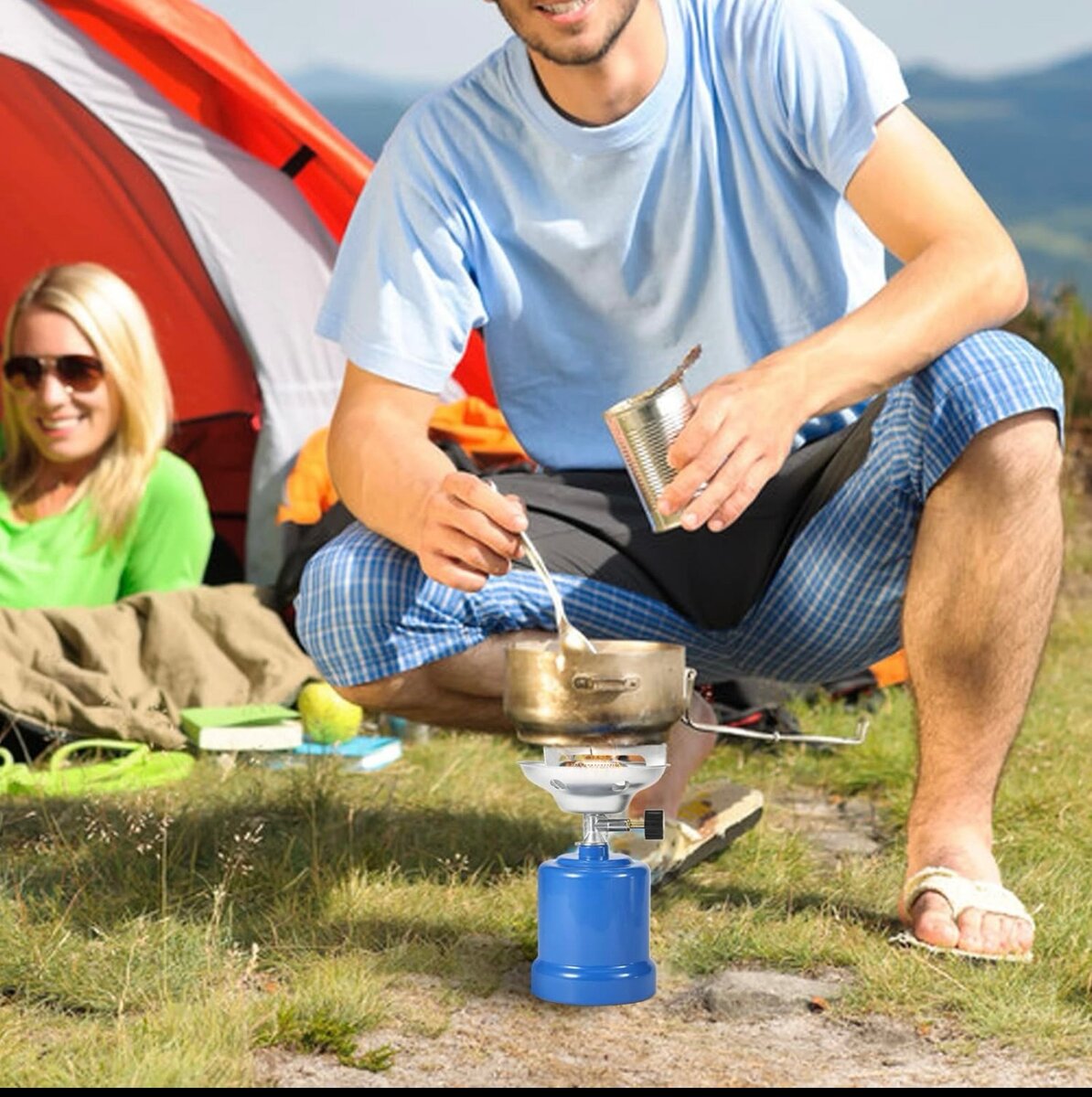 Réchaud de camping portable à gaz propane avec brûleur régla