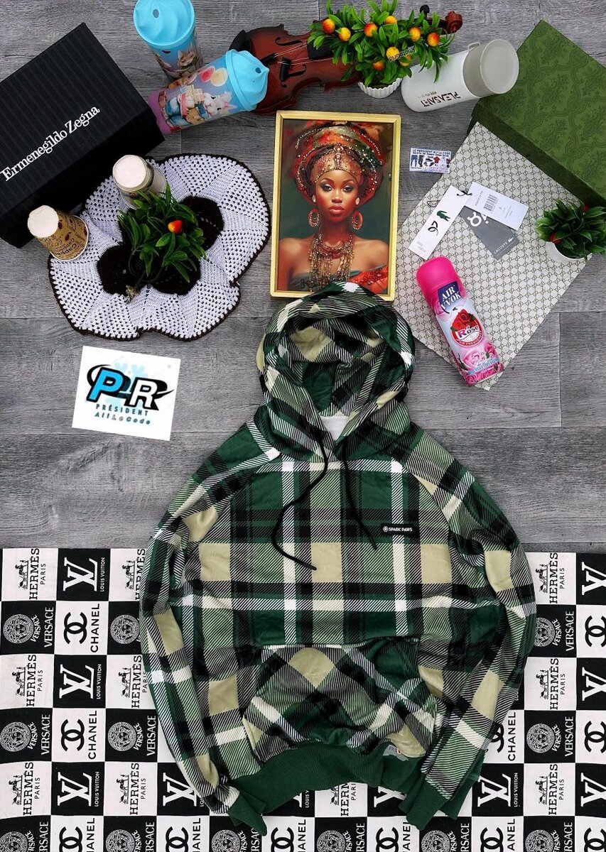 Sweat à Capuche Carreaux Homme