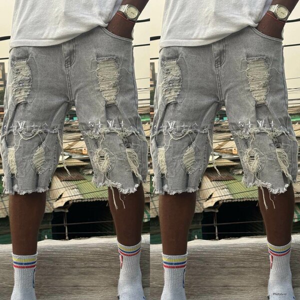 Shorts en jean déchiré pour hommes