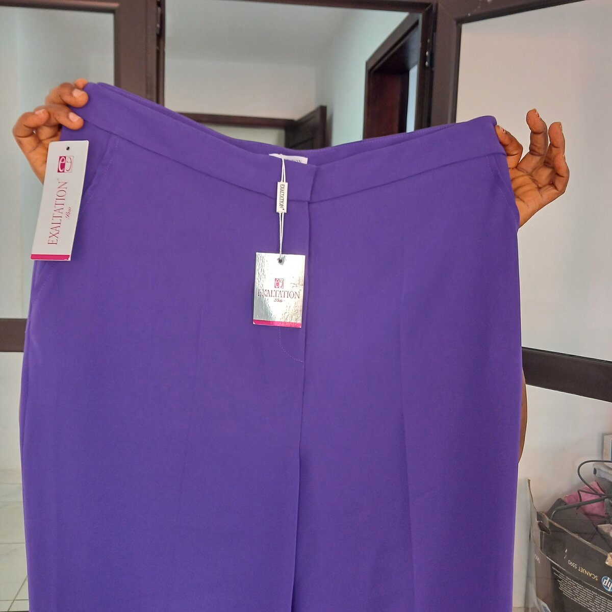 Pantalon large violet femme